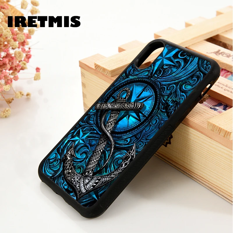 

Iretmis 5 5S SE 6 6S Silicone phone case cover for iPhone 7 8 plus X Xs 11 Pro Max XR Anchor nautical ocean tattoo star graphic