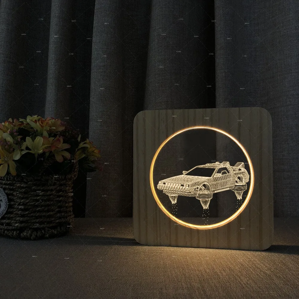 

Car Addiction future Supper Car Table Lamp wooden acrylic Desk Lamp 3d Novelty as gifts for car lovers