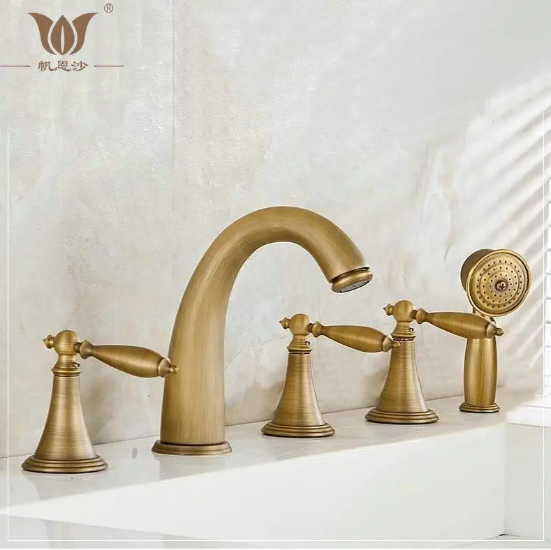 Free Shipping Antique bathtub faucet 5 pieces of bathtub faucet