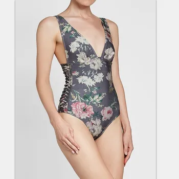 

Women Swimwear Ladies Women's Beach Outings 2019 Swimsuit Woman Clothes Tightening Australian New Walk Sexy Stamped Polyester