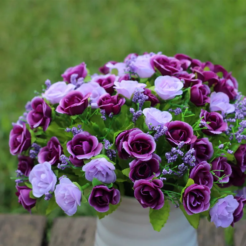 

1xBouquet Artificial Rose Fake Silk Flower Leaf Bridal Wedding Decoration Home Party Festival Decor Flowers P20