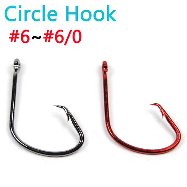 Icerio [100pcs] Black Red Color High Carbon Steel Octopus Circle Hook 7381  Saltwater Sport Circle Fish Hooks Size #6 To #6/0 - Fishhooks - AliExpress