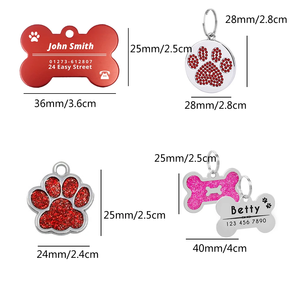 Engraved Dog ID Tags Personalized Metal Tag for Small Dogs Name Collar for Cat Customized Name Tags Puppy Pet Accessories MP0078