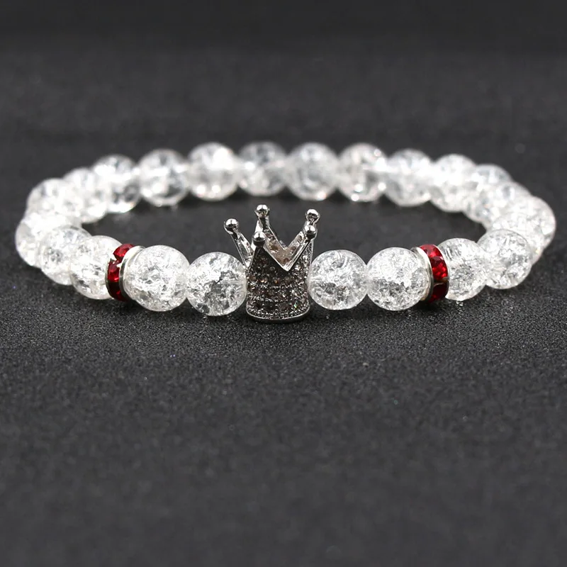 

Minimalist natural stone crystal bracelet ladies charm beaded crack bracelet crown ladies handmade casual jewelry birthday gift