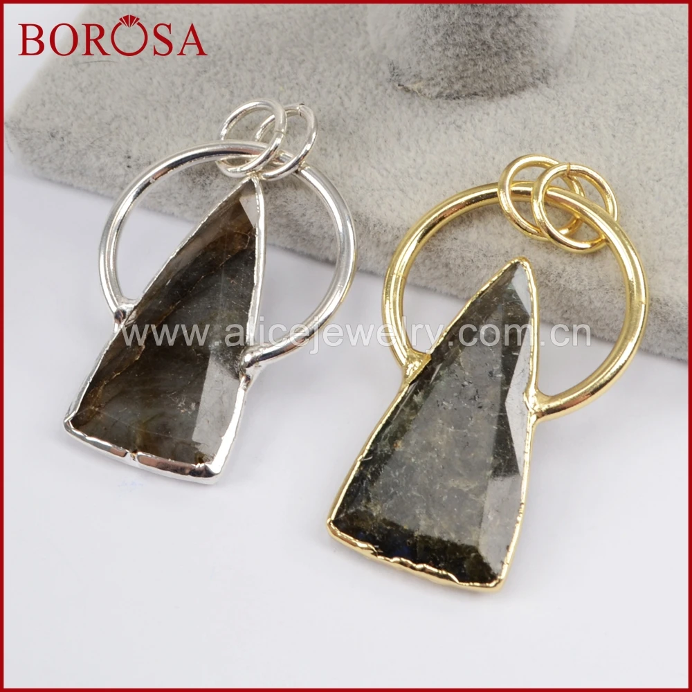 BOROSA Золотой/Серебряный цвет треугольник натуральный лабрадорит кулон для