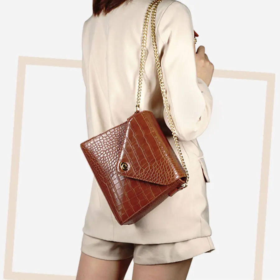 

Retro Alligator Women's Messenge Bags Simple Pu Solid Color Sholder Bags for Women Wild High Quality Flip Ladies crossbody Bag