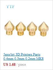 5 шт. 3D-принтеры части V5 V6 M6 Резьбовая насадка 0,2 0,25 0,3 0,4 0,5 0,6 0,8 1,0 мм для 1,75 мм 3,0 мм нить металлический E3D