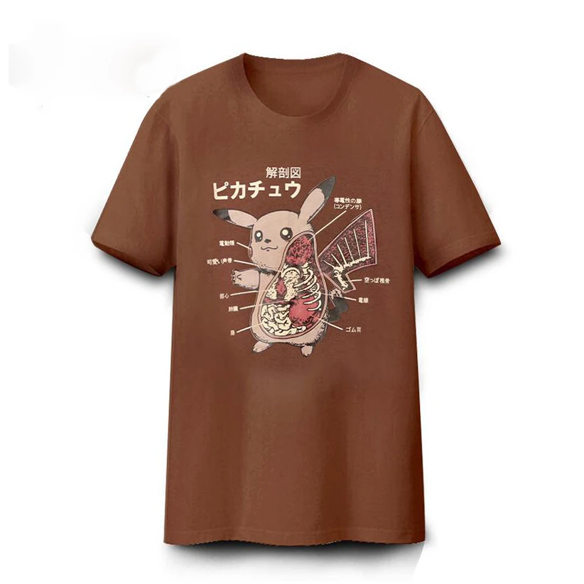 Pokemon T Shirt Pikachu Anatomical Map Short Sleeve Cartoon Summer Clothing Unisex Casual Tops Cotton Children Tees Short Sleeve Children Toptops Children Aliexpress