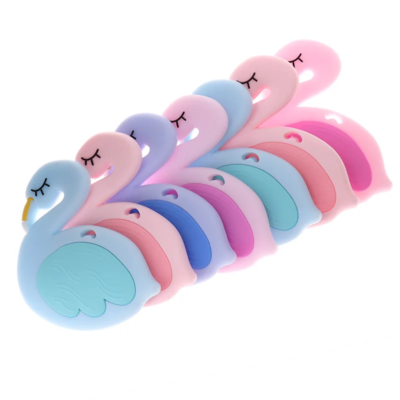 Один продажи Лебедь силиконовый Прорезыватель Фламинго кулон в виде игрушки для режущихся зубов прищепка для соски Цепочки и ожерелья