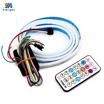 

YM E-Bright 1Set 120CM Car Styling Dynamic Streamer 12V Turn Signal Tail Trunk lights LED Warning Light RGB 24Keys Controllers