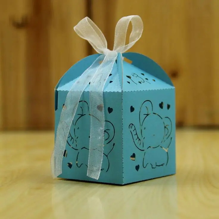

50pcs/pack Cute Elephant Baby Shower Candy Box Gift Box Party Show Favor Box Party Decoration Kids Birthday Party Decorations