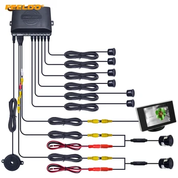 

FEELDO 1Set Car 6 Sensors/18.5mm Camera/Monitor Front&Rear Dual View Parking Sensor Backup Radar System #CT-4445