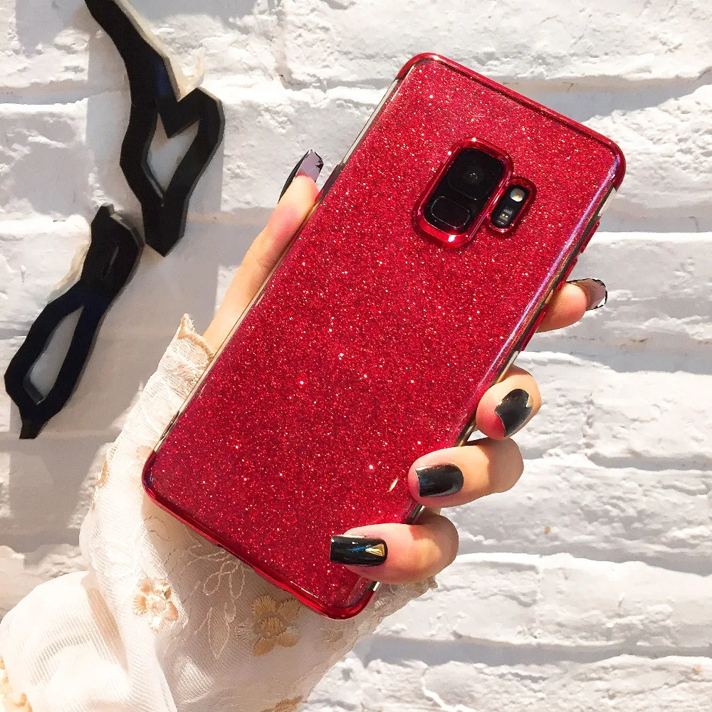 

Bling Glitter Phone Case on for Samsung Galaxy S8 S9 Plus S7 S6 Edge Note 8 A5 2016 A510 A710 J2 Pro 2018 A720 A520 A8 Plus Case