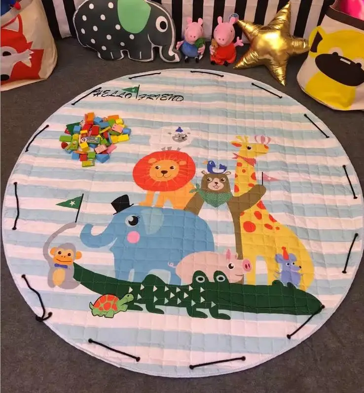

Skyleshine Storage Bag Zoo Play Mats Toy Round Carpet Developing Rawling Large Canvas Mat Carpet Baby Educational Toys S2709