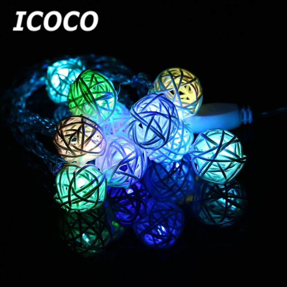 ICOCO 2.5m 8.2ft Takraw Rattan Balls Light LED Light String Energy saving Lights Outdoor