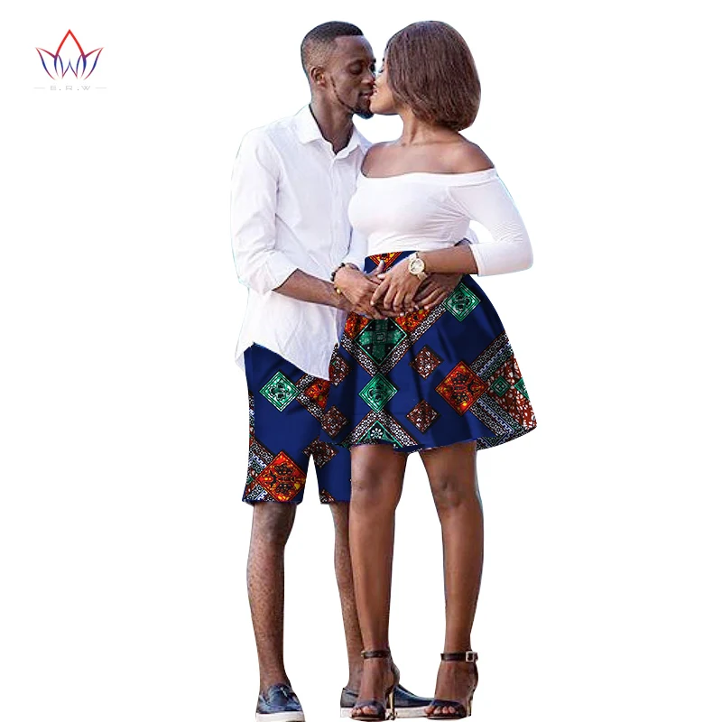 

The New listing Lovers 2019 Women skirt Men shorts African Clothing Matching Dashiki Couples Clothes summer 6xl cotton WYQ41