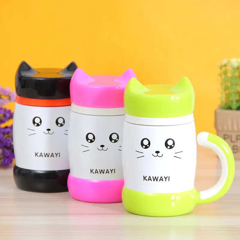 450ml Coffee Cup Kawaii Cat Mugs for Kids Water Bottle Travel Milk Mugs