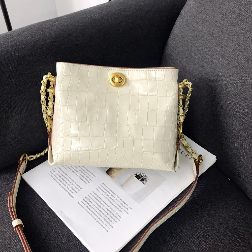 Épaule De Bolsa white Motif Main Sac Sacs Femmes Mini Crocodile Black Pour brown Luxe En Kafunila 2019 Designer Les À Cuir Véritable Seau HxqPwTw1
