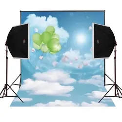 Зеленый воздушные шары голубое небо для детей фото фон Studio камеры fotografica цифровой реквизит винил фотографии ткань