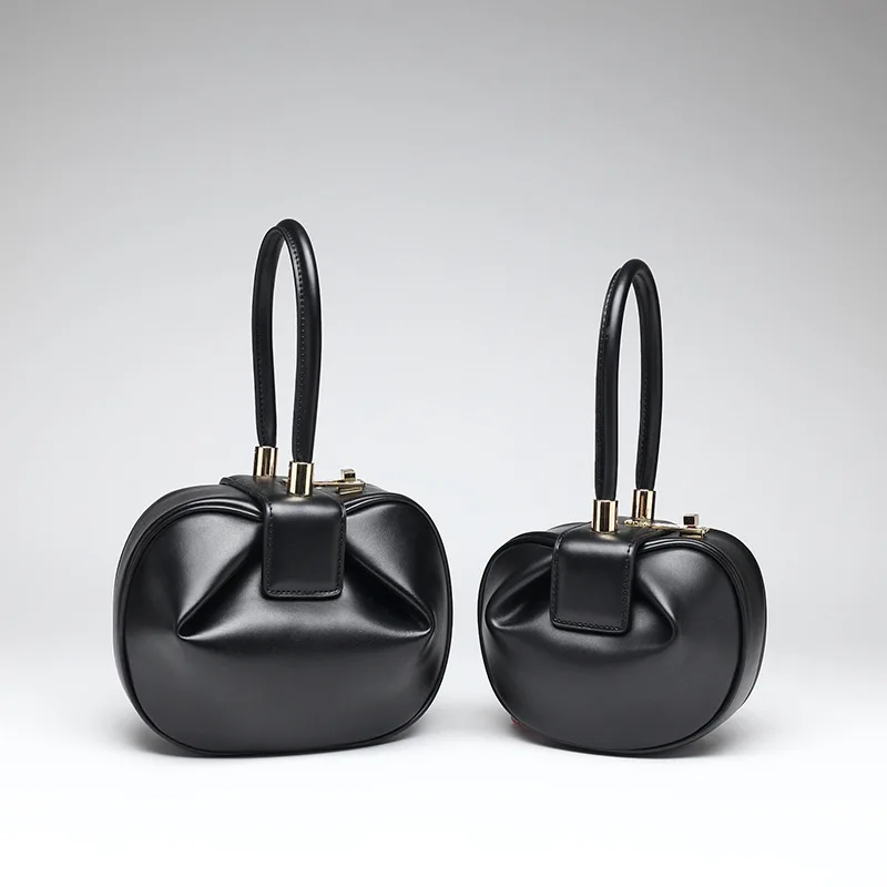 black large Кожаная женская сумка из клецки Европейская и американская мода винтажная женская сумка - Цвет: black large