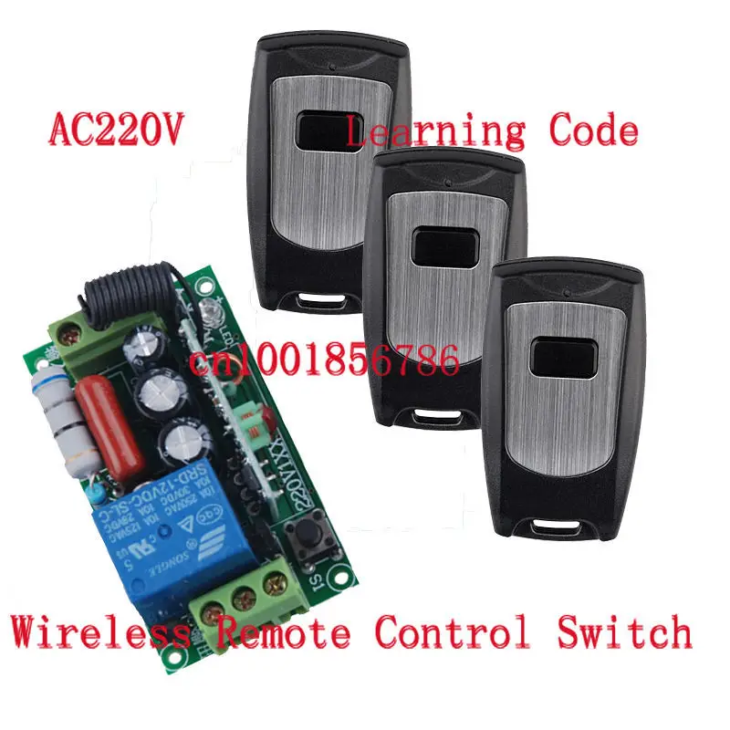 

220V 1CH 10A Radio Wireless Remote Control light Switch Learning Code With Waterproof Transmitter Output Adjusted