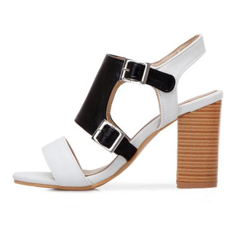KemeKiss Size 32-50 Women Sandals 2019 Mixed Colors Buckle Thick Heels Party High Heel Summer Shoes Women High Quality Shoes