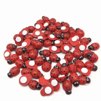 

150pcs Wood Ladybirds Ladybugs Sticker Flatbacks Crafts Embellishents Self-adhesive Cartoon Scrapbooking 9x12mm,7 colors