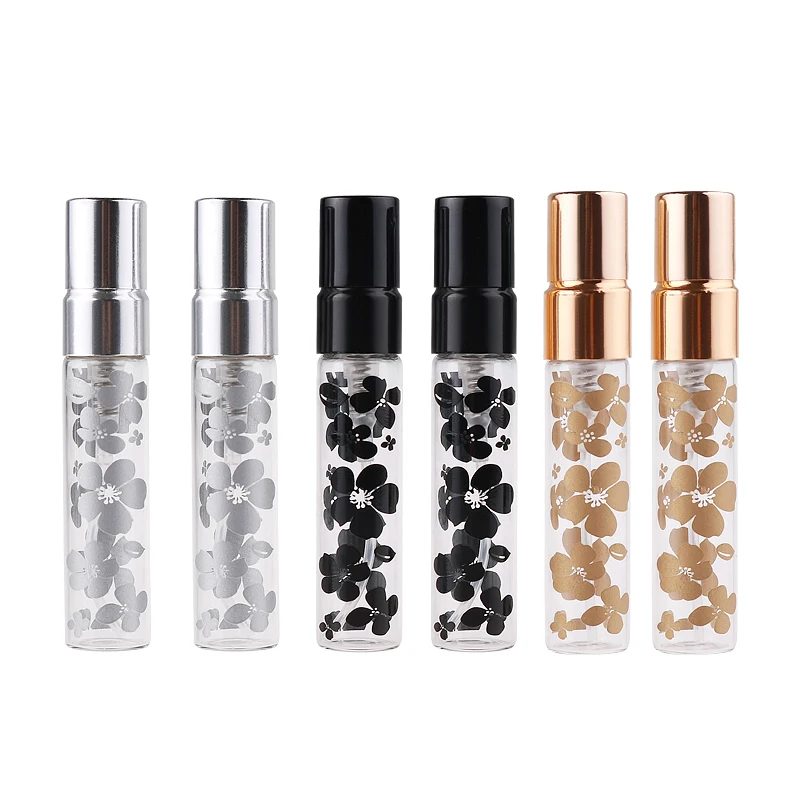 

2 Pieces/Lot 5ML 10ML Portable New Style Glass Perfume Bottle With Aluminum Spray&Empty Cosmetic Tube For Travele