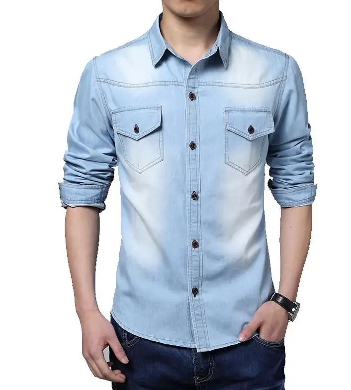 Free Shipping 2017 Spring Wear Men Jeans Shirt Denim Jeans Casual Long