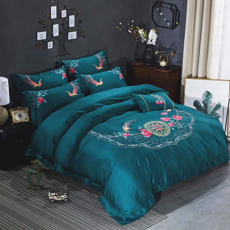 Waliicorners 60S Egypt Cotton Luxury 4/7pcs Bedding set Queen/King Size Embroidery style Bed set Duvet cover Bed linen Pillowcases 50 _45A3733