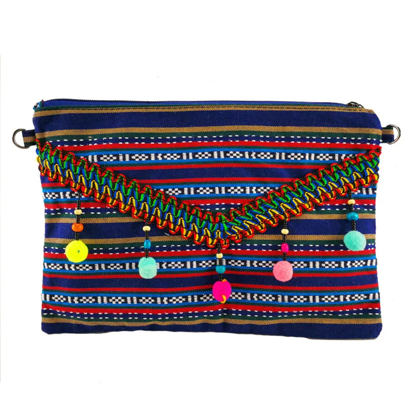 Brand Canvas women bags Handmade Tassel bags Chain Clutch bag Boho Shoulder bag Vintage Crossbody