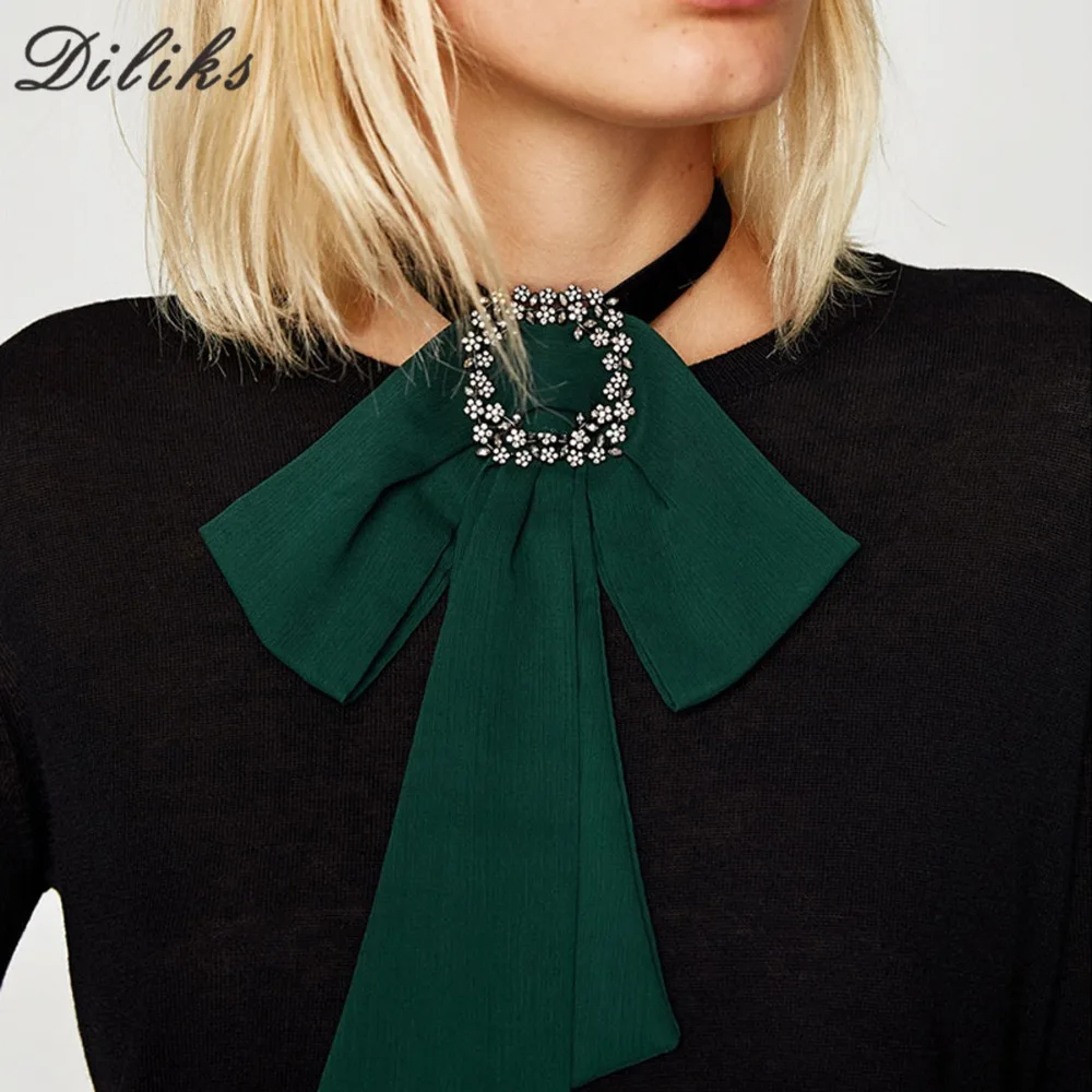 

Diliks New European Fancy Accessories Necklace Chiffon Clothing Fabric Bow Ties for Women Party Dress Shirt Neck Tie Fake Collar