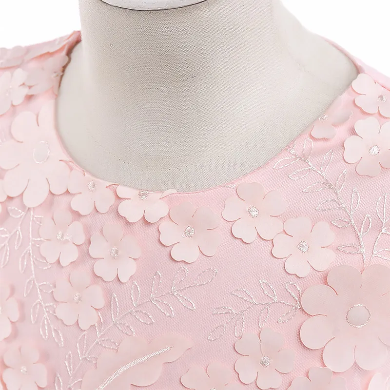 

Baby Girl Princess Dresses Summer Children Flower Lace Bowknot Birthday Wedding Gown Tulle Dress 998