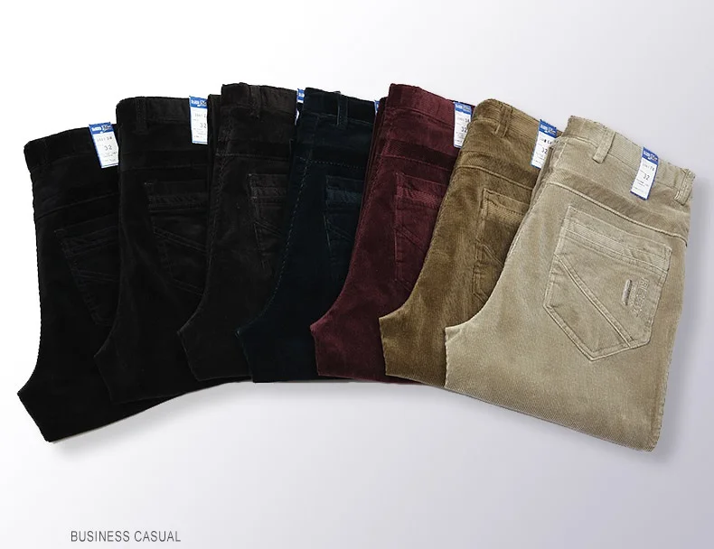 Осень зима вельветовые брюки мужские деловые повседневные брюки свободные эластичные прямые брюки мужские вельветовые красные брюки размера плюс 42