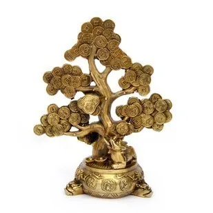 

The Bronze Cross Lucky Tree shaking Qian Shu feng shui ornaments coins money tree tree
