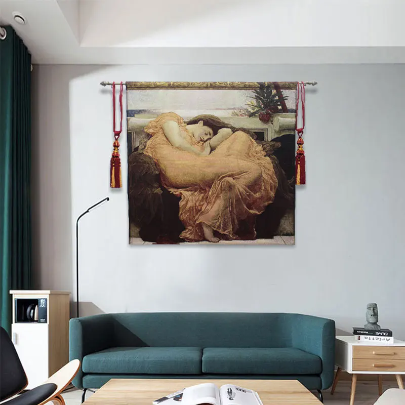 

European Style Fabric Art Dobby Wall Blanket Famous Painting Phoenix and Ladies Theme Living Room Decor Tapestry