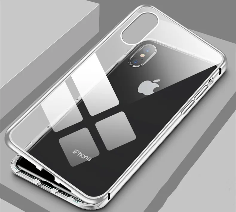 

New double-sided clip phone case tempered glass mobile phone case for Apple mobile phone Apple case