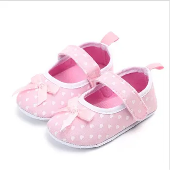 

Lovely Heart Baby PU Shoes Infants Bowknot First Walkers Newborn Girls Princess Shoes
