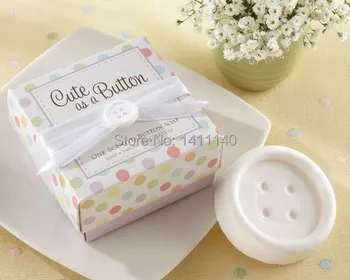 

free shipping wholesale "Cute As A Button" Scented Button Soap Baby Shower Wedding Favor Bomboniere gift