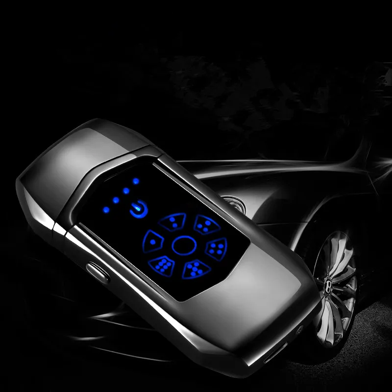 

2019 Fingerprint USB Rechargeable Cigarette Lighter With Game Screen Car Shape Electric Metal Fingerprint Lighter Gift For Man