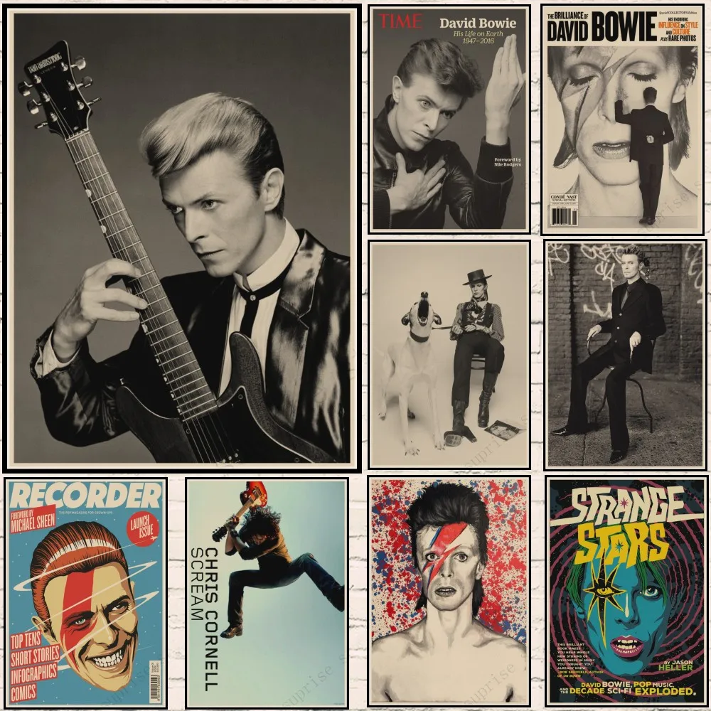 

New Rock singer David Bowie poster Retro Rock Band Music Kraft Paper vintage Poster Bar Cafe Dining room Wall Decorative