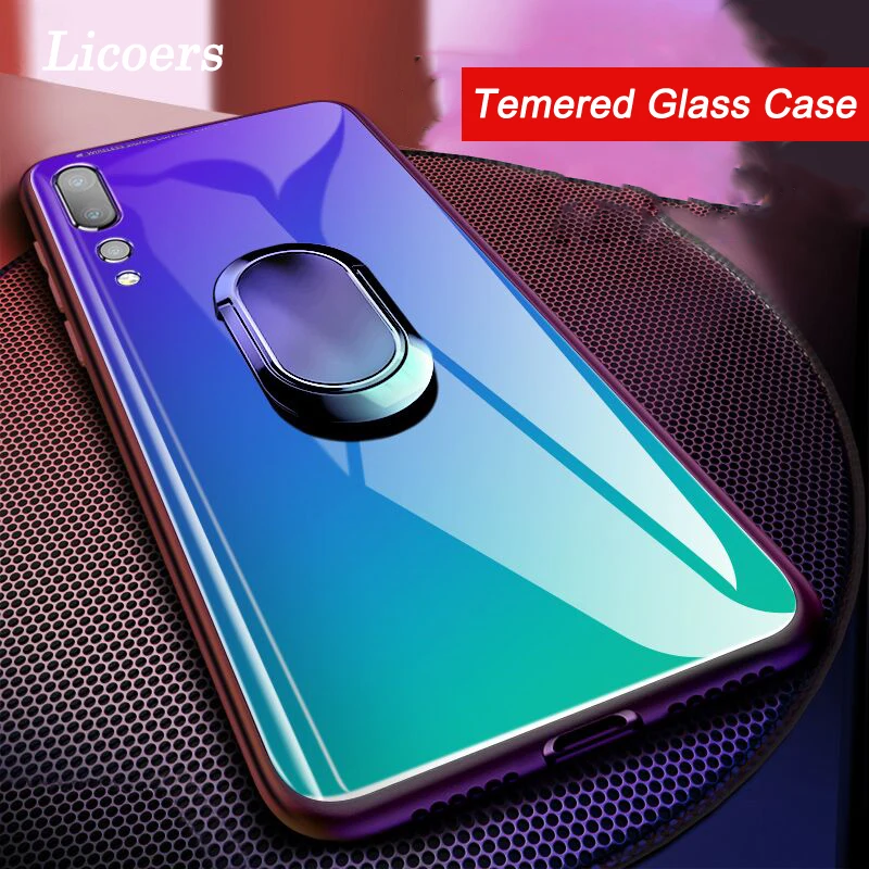 

For Huawei P20 P20 pro Prime Magnetic Cases bumper With Finger Ring for Huawei P 20 pro Fashion Tempered Glass Hard Cover Cases