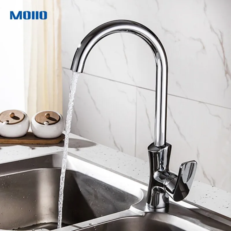 MOIIO Kitchen Faucet Bright Poloshed Stainless steel kitchen sink faucet Hot and cold mixing Taps 360 rotating Single Handle