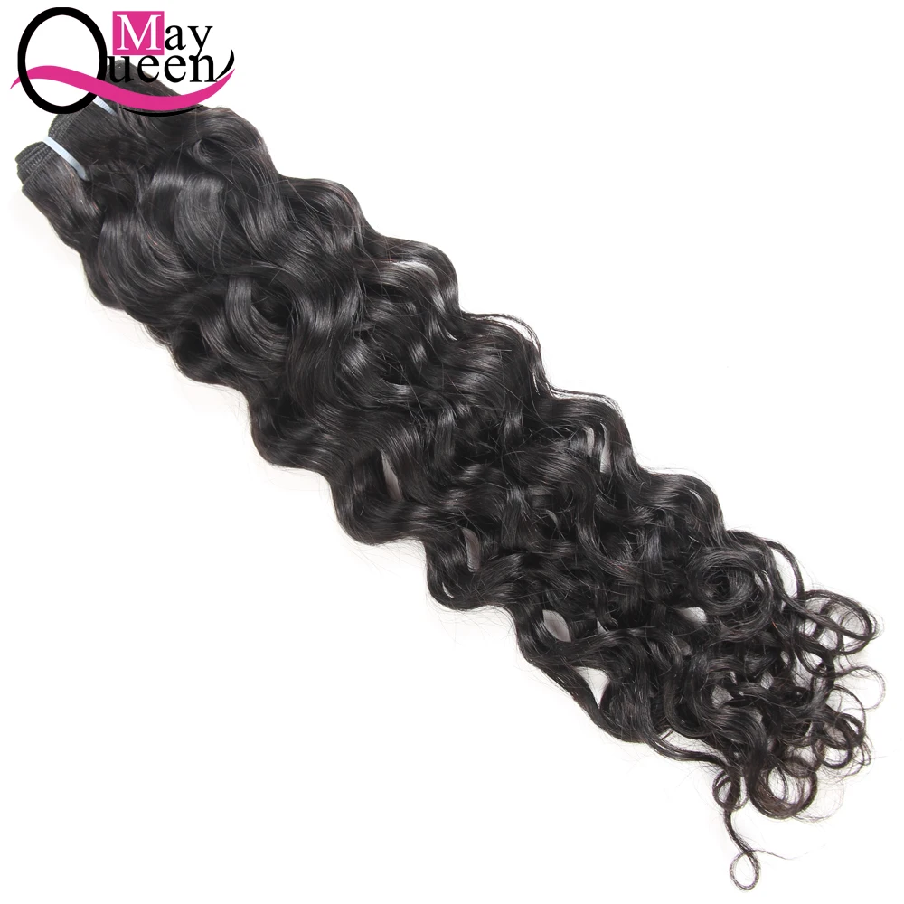 

May Queen Hair Human Hair Bundles Malaysian Water Wave Weave Bundles 1pc Non-remy Hair Extension Natural Black Color