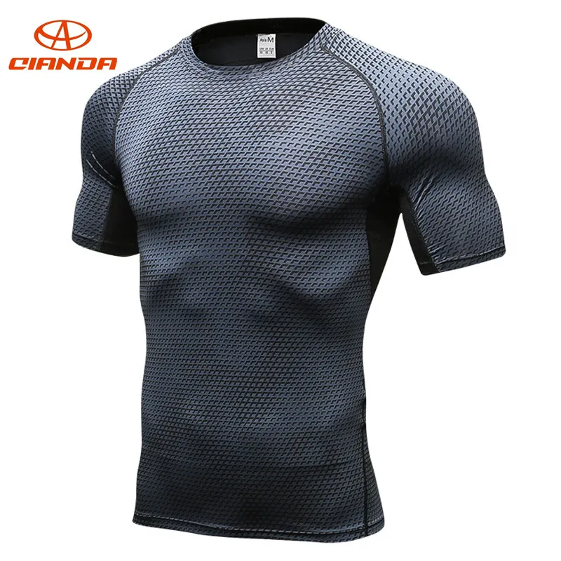 

New Slim Fit Running T-shirt Workout Shirts Male Sports Quick Dry Breathable Men Jersey Cycling Short Sleeve Jersey Sportswear
