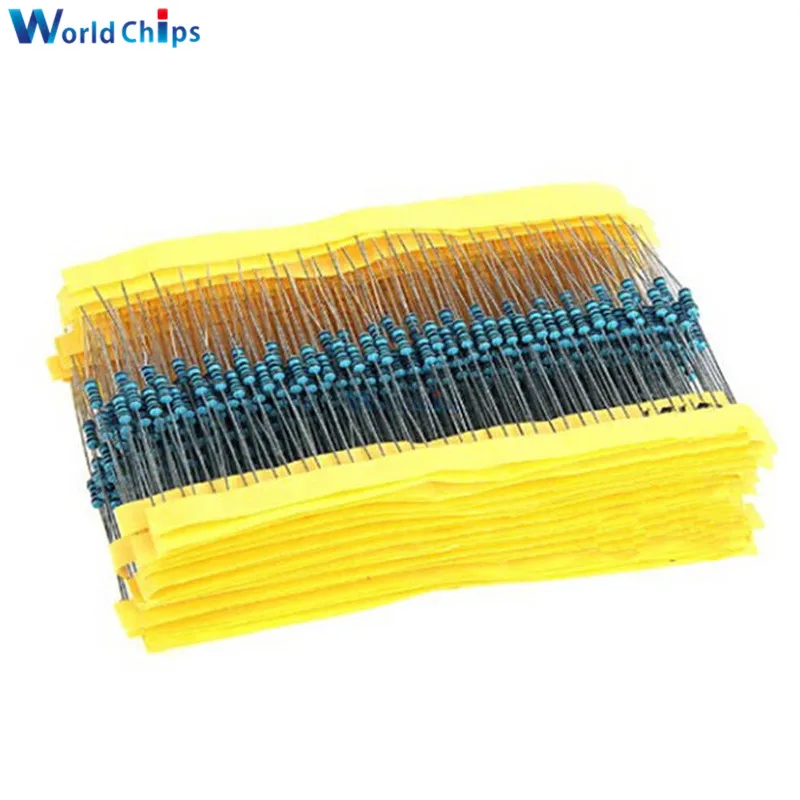 1 Pack 20 Kinds 400Pcs 1/4w Resistance 1% Metal Film Resistor Resistance Bag Assortment Kit Set Each Kinds 20PCS