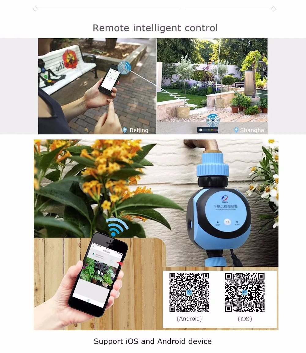 Автоматический интеллектуальный электронный таймер для воды, умный телефон, дистанционный контроллер орошения сада, система полива, электромагнитный клапан