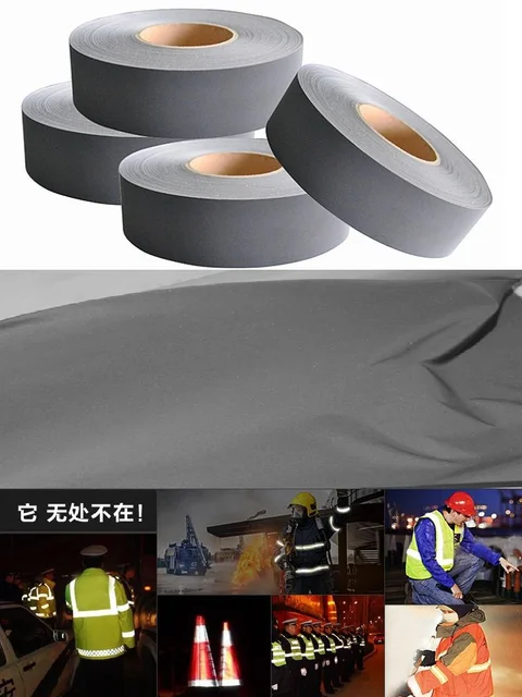 2.5CM/5CM*100CM Long High Visibility DIY Reflective Fabric Warning Safety Traffic Reflective Tape Sewing For Garment Vest Bag 2