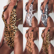 New Snake Print Swimsuit Women Leopard One Piece Bathing Suit Beachwear Sexy Push Up Padded Swimwear new sexy luxury lady one piece beach swimsuit swimwear bathing monokini push up padded beachwear summer