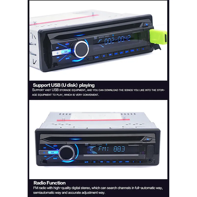 Car Audio Stereo Bluetooth DVD Player Remote Controller FM USB MP3
